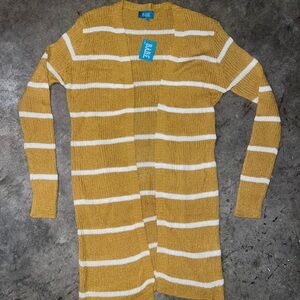 B.A.B.E. Mustard and White Striped Sweater Cardigan